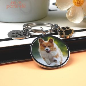 Porte-clé photo chien personnalisé