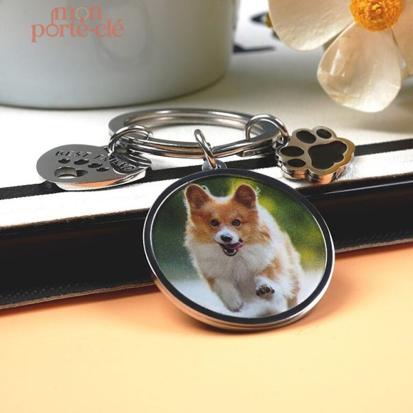 Porte-clé photo chien personnalisé