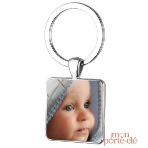Porte-clé photo en métal avec image