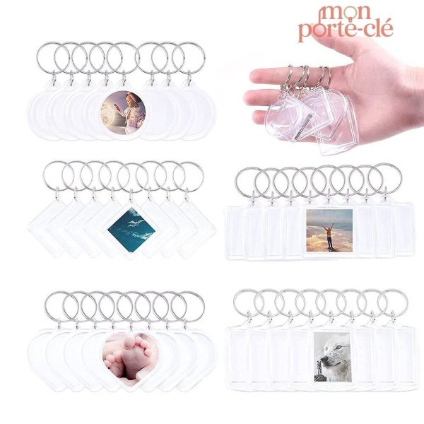 Porte-clé photo transparent lot de 5