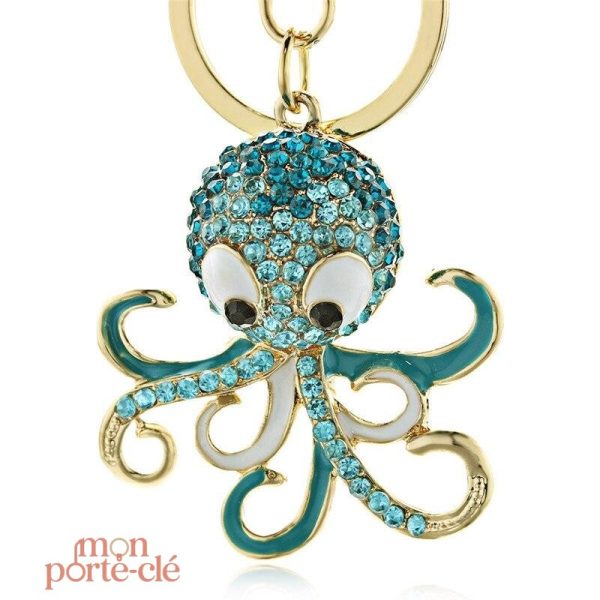 Porte-clé pieuvre coloré en forme d'animal marin