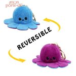 Porte-clé pieuvre réversible en peluche