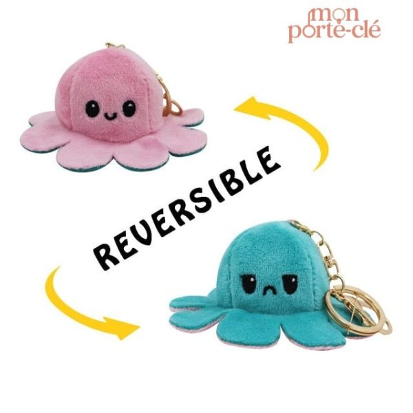 Porte-clé peluche pieuvre colorée