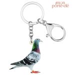 Porte-clé Pigeon en métal décoratif