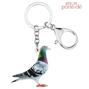 Porte-clé Pigeon en métal décoratif