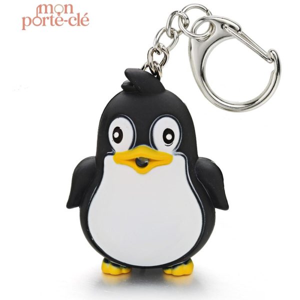 Porte-clé pingouin en métal mignon et original