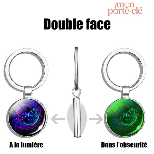 Porte-clé représentant le signe Poissons, design élégant