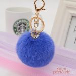 Porte-clé pompon bleu élégant et coloré pour accessoires