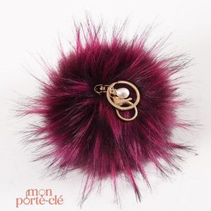 Porte-clé pompon Bordeau, accessoire tendance et pratique