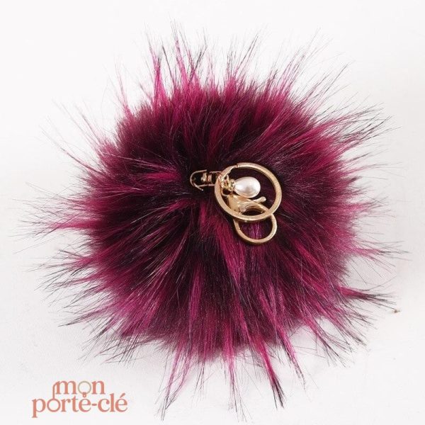 Porte-clé pompon Bordeau, accessoire tendance et pratique
