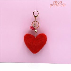 Porte-Clé Pompon avec design cœur