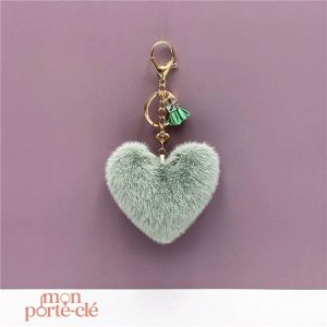 Porte-Clé Pompon coloré en forme de cœur