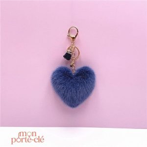 Porte-Clé Pompon cœur en tissu doux