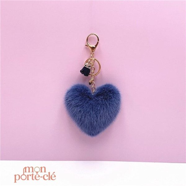 Porte-Clé Pompon cœur en tissu doux