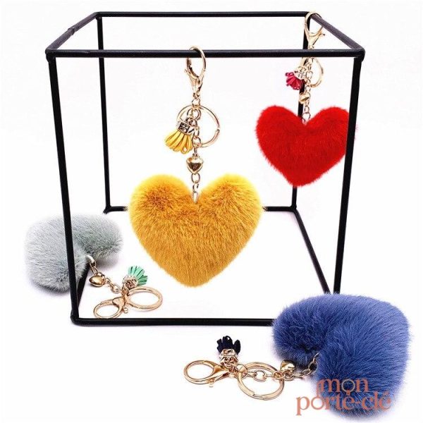Porte-Clé Pompon cœur pour accessoiriser