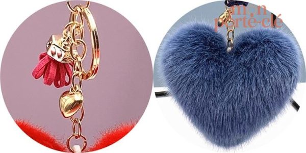 Porte-Clé Pompon cœur tendance