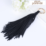 Porte-clé pompon en cuir de qualité