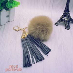 Porte-Clé Pompon élégant en cuir