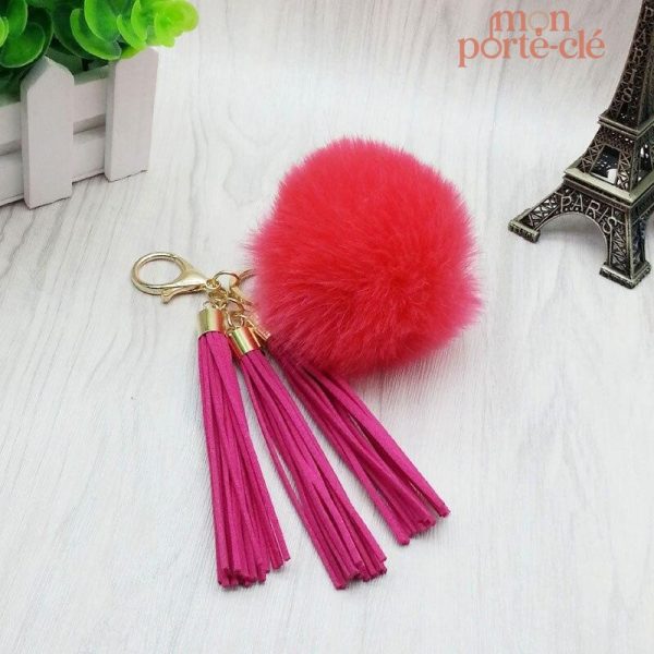 Porte-Clé Pompon coloré en fourrure