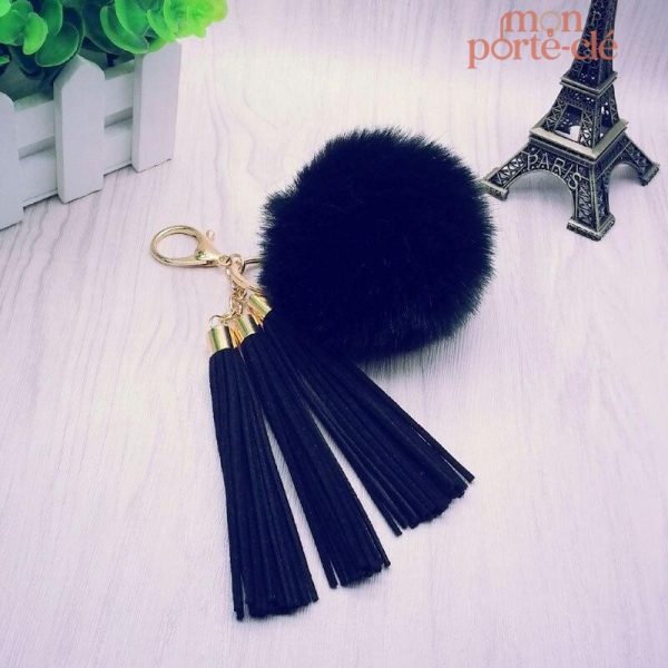 Porte-Clé Pompon en cuir souple