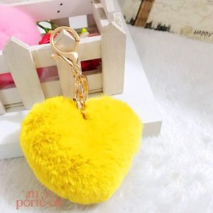 Porte-Clé Pompon en forme de cœur