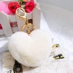 Porte-Clé Pompon cœur pour personnaliser vos clés