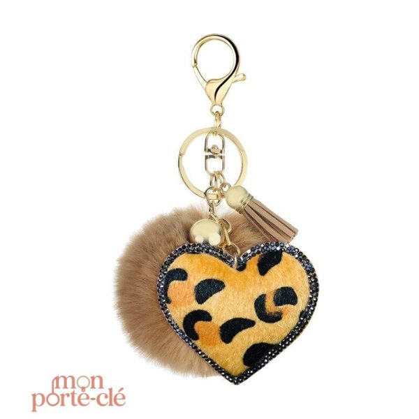 Porte-Clé Cœur avec Pompon Coloré