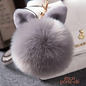 Porte-clé Pompon Lapin en peluche douce et colorée