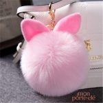 Porte-clé en peluche avec pompon, thème animal