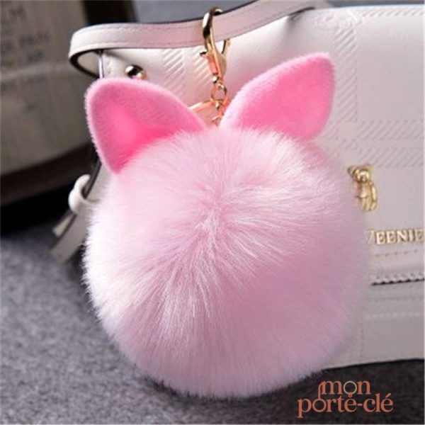 Porte-clé en peluche avec pompon, thème animal