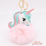 Porte-clé pompon licorne coloré et ludique