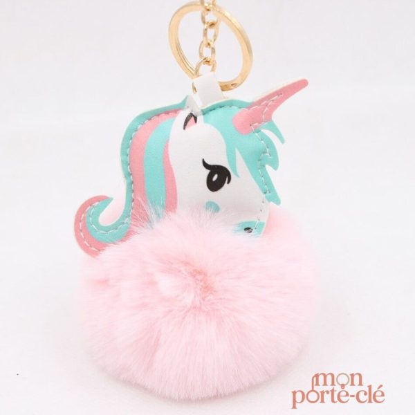 Porte-clé pompon licorne coloré et ludique