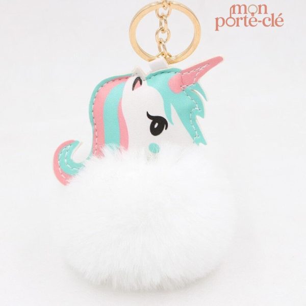 Porte-clé pompon en forme de licorne originale