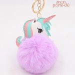 Porte-clé en peluche avec motif licorne