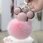 Porte-clé Mickey en pompon doux et tendance