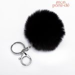 Porte-clé pompon noir élégant et tendance