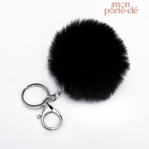 Porte-clé pompon noir élégant et tendance