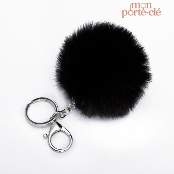 Porte-clé pompon noir élégant et tendance