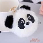 Porte-clé pompon panda en peluche douce et colorée