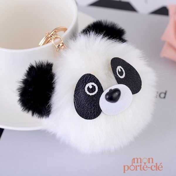Porte-clé pompon panda en peluche douce et colorée