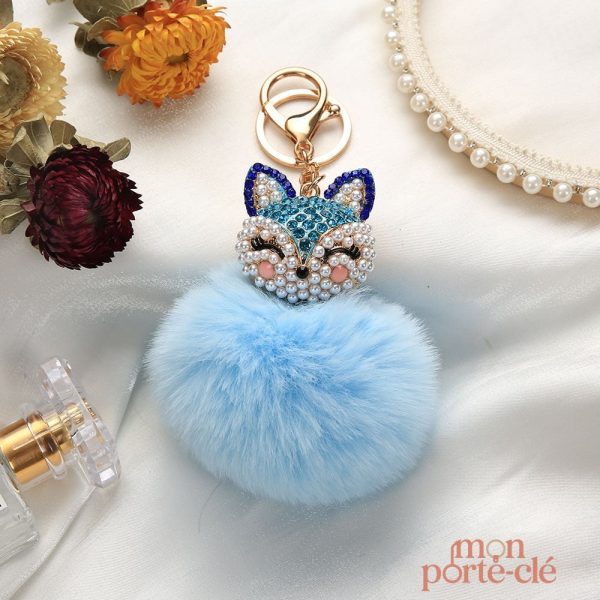 Accessoire porte-clé pompon animaux mignons