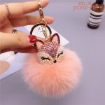 Porte-clé décoratif renard à pompon doux