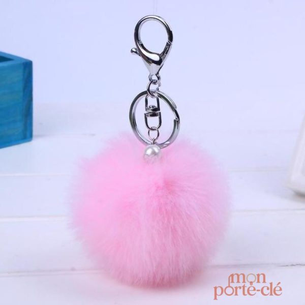 Porte-Clé Pompon Rose, accessoire tendance et coloré