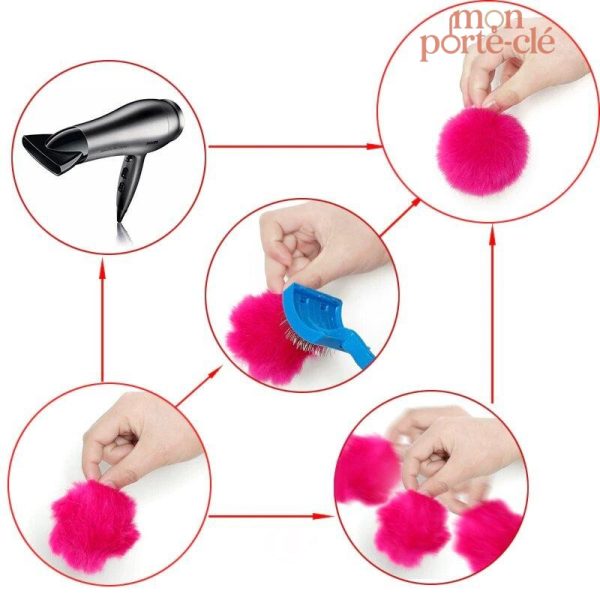 Porte-clé pompon en fourrure naturelle