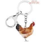 Porte-clé poule en métal design amusant