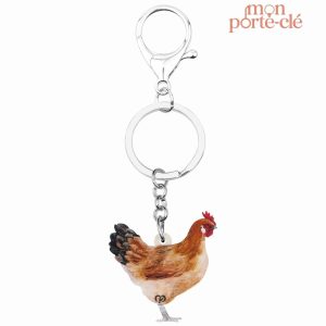 Porte-clé décoratif poule pour les amoureux des animaux