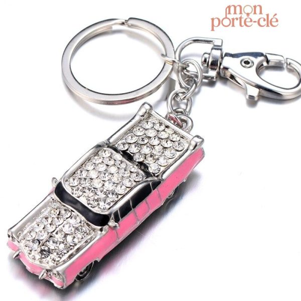 Porte-clé pour voiture couleur rose classique