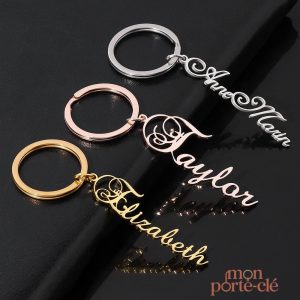 Porte-Clé Prénom moderne, style élégant et simple