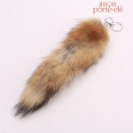 Porte-clé en peluche douce, motif queue de renard