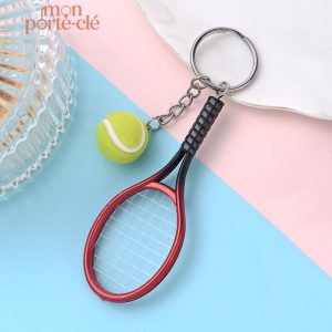 Porte-clé design raquette de tennis, idéal pour les fans